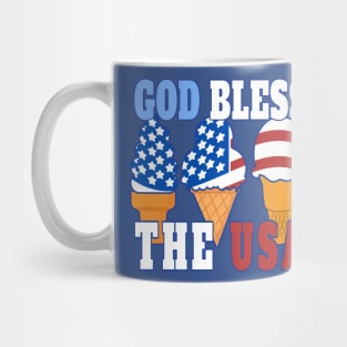 GOD BLESS THE USA ICE CREAM CONE DESIGN FOR 4TH OF JULY | Patriotic Conservative Christian Gifts Mug